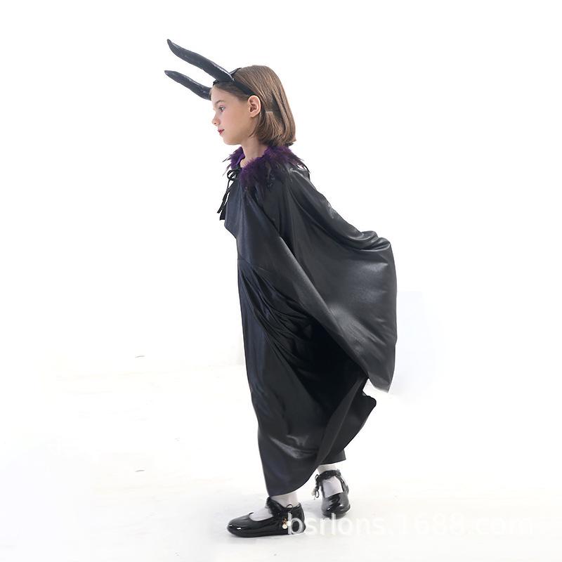 Halloween Maleficent Black Magic Cape Costume for Girls - Parent-Child Style