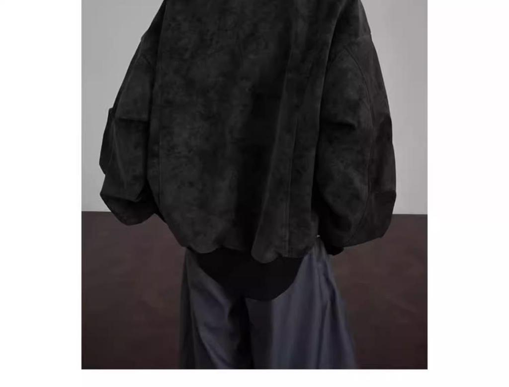 Men's Tie-Dye Leather Bomber Jacket with Stand-Up Collar - Trendy Autumn Heavyweight Outerwear