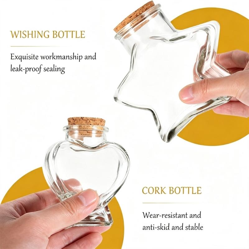 Decorative Glass Bottles With Cork Stoppers See-Through Glass Display Bottle with Wood Cap for Sand Paper Bits and Wedding Shelf Home Room Styling