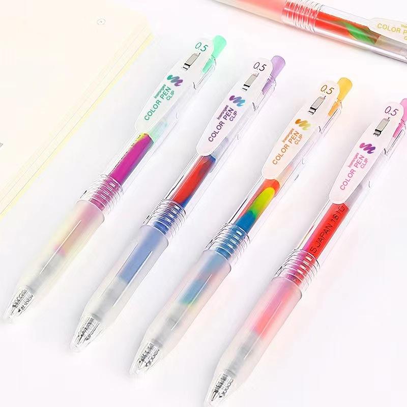 5pcs Rainbow Gradient Color Pens Set Gel Ink Vintage Marker Liner 0.5mm Ballpoint Stationery Gift
