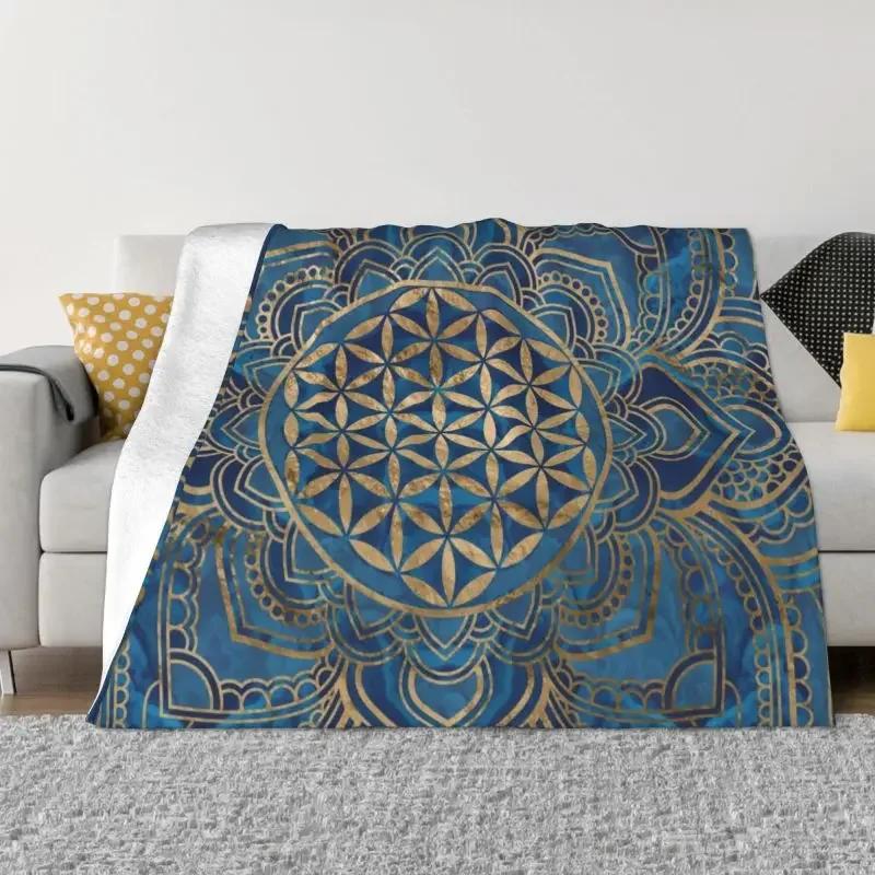 Flower Of Life Sacred Geometry Blanket Flannel Fleece Geometric Pattern Mandala Throw Blankets for Travel Bedding Couch Quilt