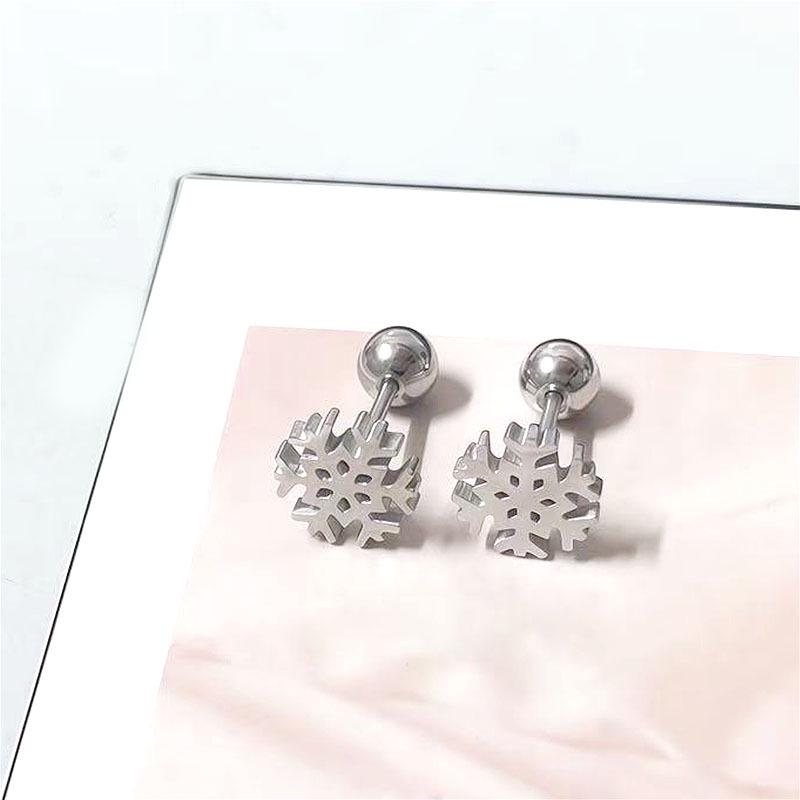 

Korean Style Snowflake Cartilage Earrings - Classic Winter High-End Women s Accessory