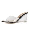 Summer New Fashion High-heeled Slippers Women's Transparent Wedge Heel Shoes One-word Wear Cool Slippers Tide