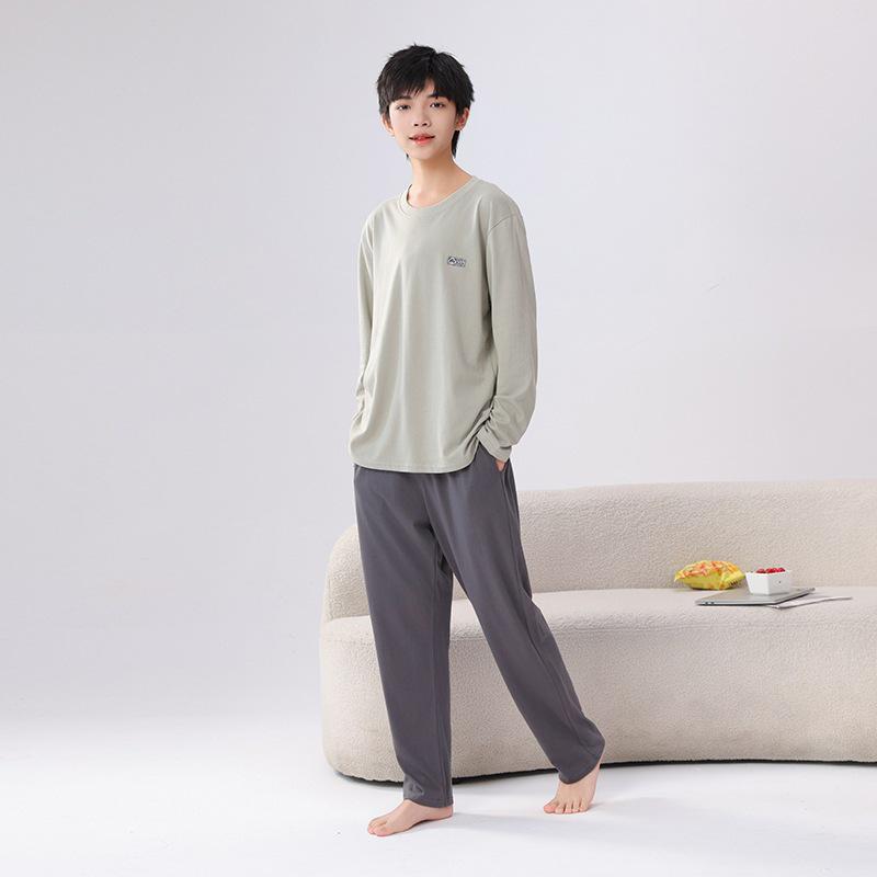 Baumwoll-Basis-Schlafanzug für Kinder - Langarm-Oberteil und Hose, Unisex für Schüler