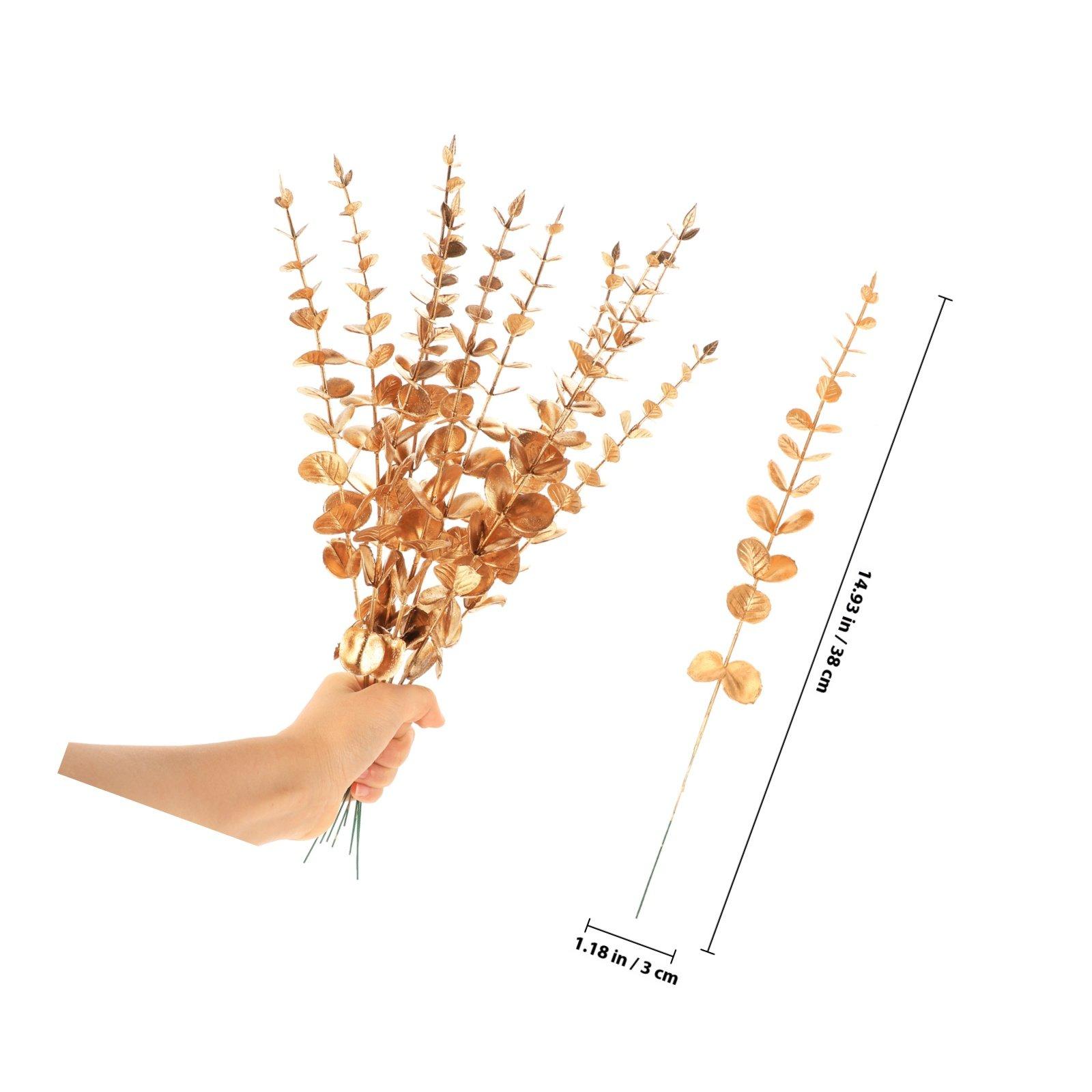 

20Pcs Artificial Eucalyptus Stems Real Touch Faux Eucalyptus Leaves for Wedding Party Home Decor Floral Arrangement Fake Plant золотистый