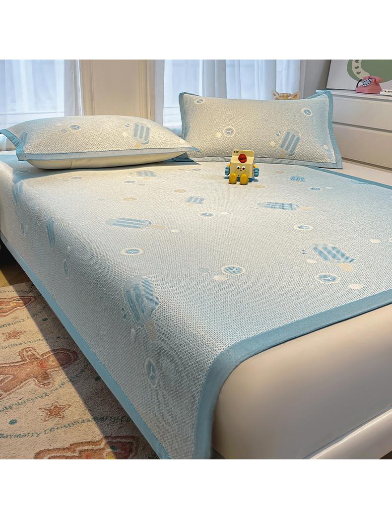 A-class Cooling PE Cooling Mat Three Piece Set for Student Dormitories, Summer Cartoon Jacquard Ice Silk Cooling Mat, Air-conditioned Mat