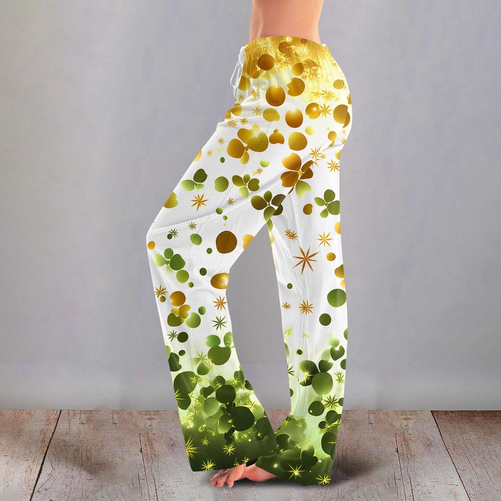 Women's Casual Fashion Comfort Pajama Pants Print Drawstring Pants Full Length Long