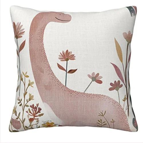 Cute Cartoon Dinosaur Pillowcase 2D Flat Printed Peach Skin Cushion Cover Kawaii Dino Throw Pillow Case for Room Nursery Decor
