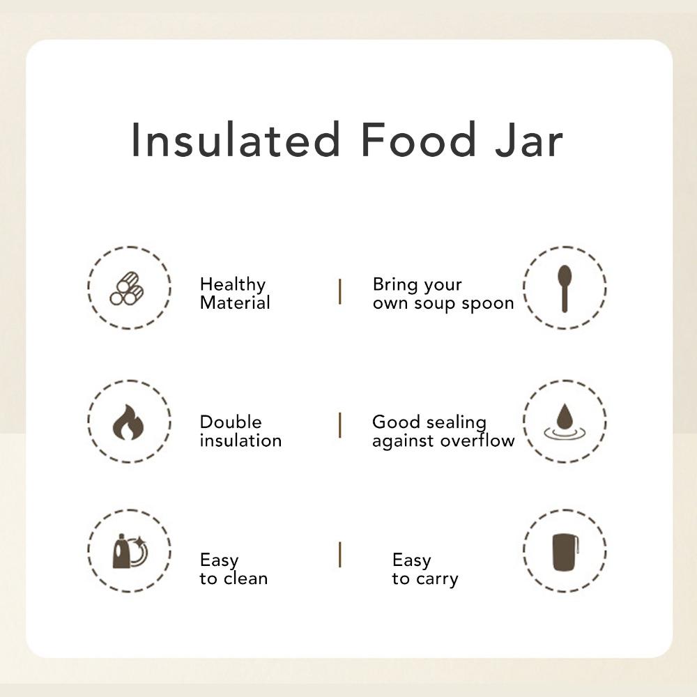 600ml Thermal Soup Cup Safety Cover Food Container Portable Insulated Food Jar  For Travel