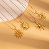 Retro Temperament Gold Color Stainless Steel Greek Totem Sun Pendant Necklace for Women Designer Charm Jewelry Accessories Gifts