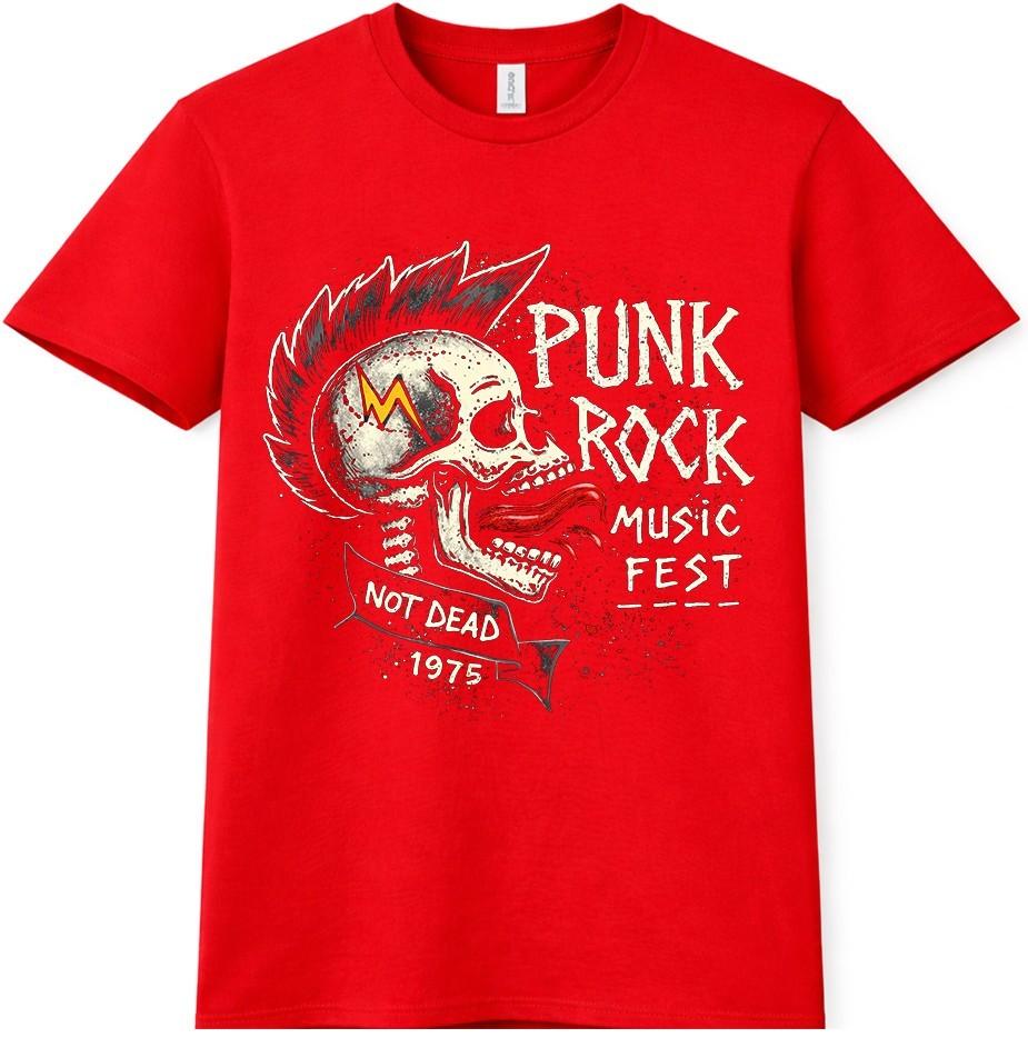 Punk Rock T Shirt Skull Music Festival Vintage Rock Band Graphic Tee 4XL