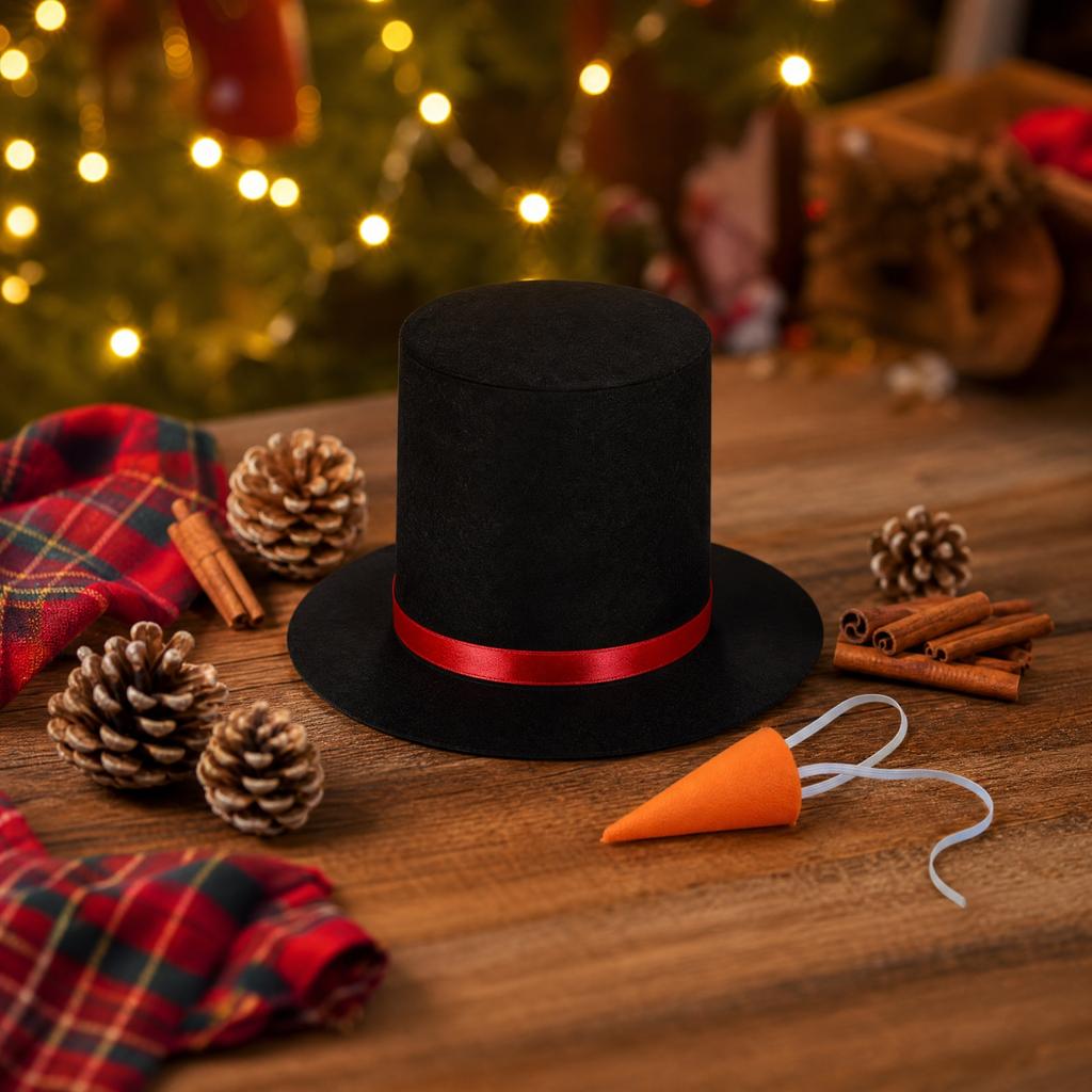 Weihnachts-Schneemann-Hut und Nasen-Set für DIY-Feiertagsdekoration