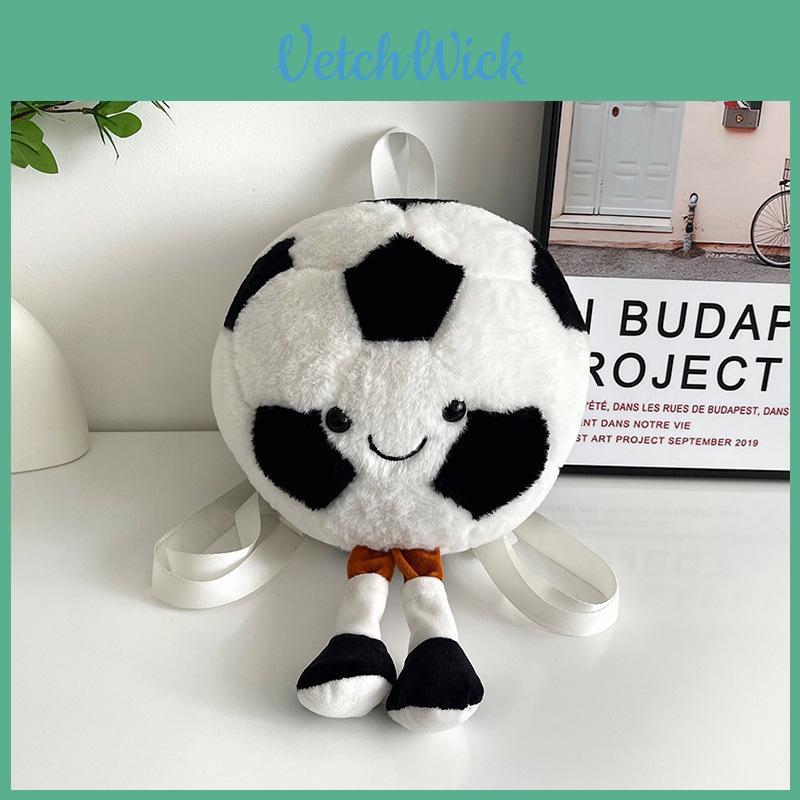 Kids Plush Football Bag With Expandable Capacity And Curved Shoulder Straps For Daily Use