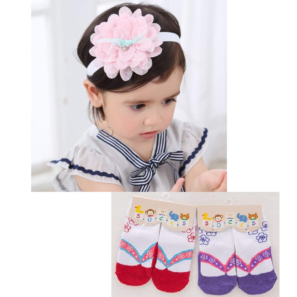 Baby Hakama Romper Coveralls Girls Japanese Style Formal Baby Shrine Visit 100 Days Celebration First Festival Includes Flower Decoration and Socks 90