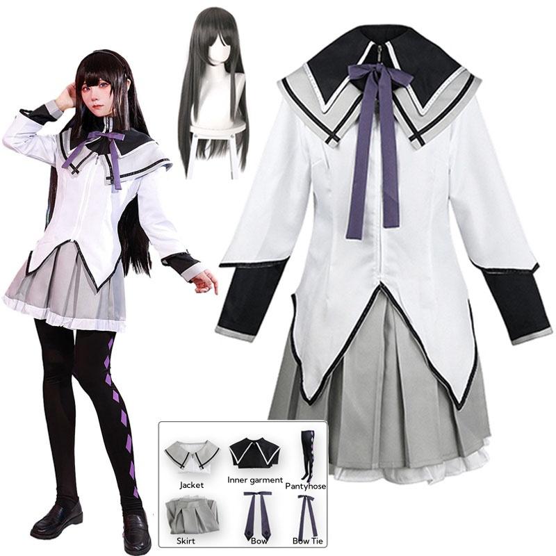 Akemi Homura Cosplay Skirt Anime Magical Girl Puella Magi Cosplay Costume Fighting Uniform Stockings Akemi Homura Outfits
