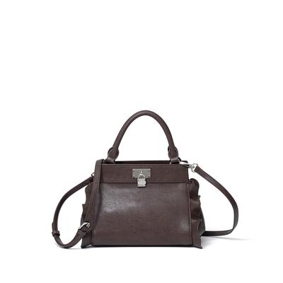 Handbag Frill Design Feminine Padlock JSLH5DH1 Chocolate 2-Way [Ruffle] Women's
