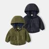 Autumn Boy Fleece-lined Shell Jacket Kids Parka Hooded Casual Big Pocket Coat Baby Medium and Older Children's Coats Style