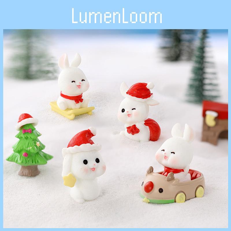 Adorable Christmas Bunny Figurine Resin Decoration Cute Holiday Accent Piece