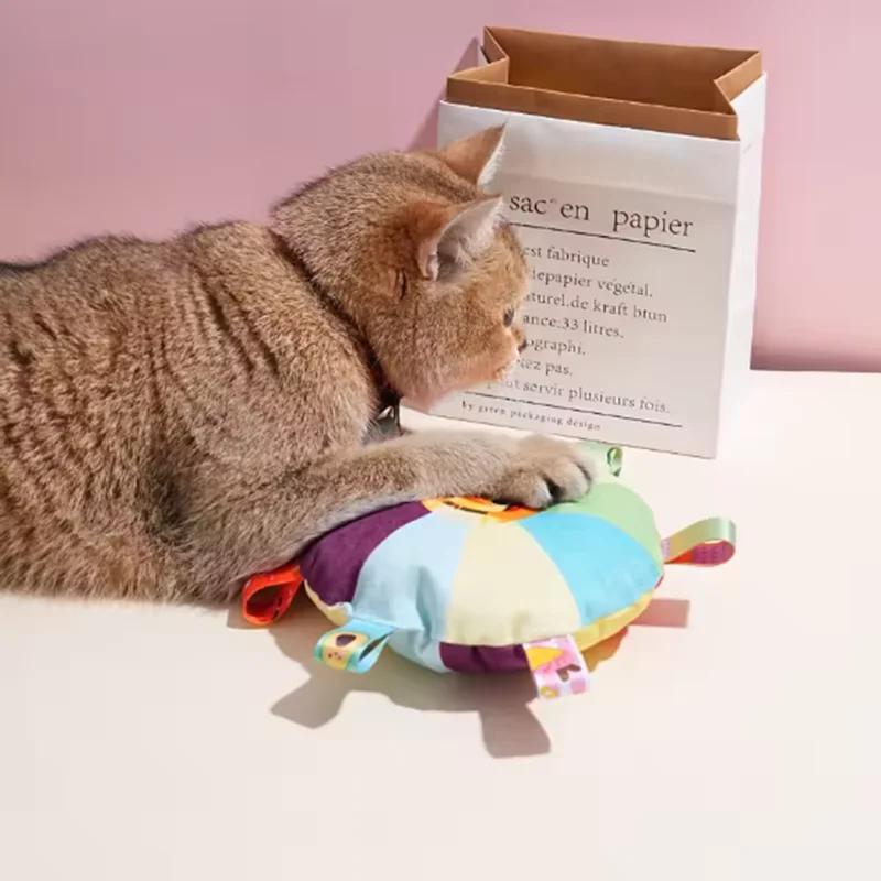 Squeaky Plush Dog Toy Colorful Round Shark Pet Chew Toy Bite-Resistant Teeth Cleaning Toy for Small Medium Dogs