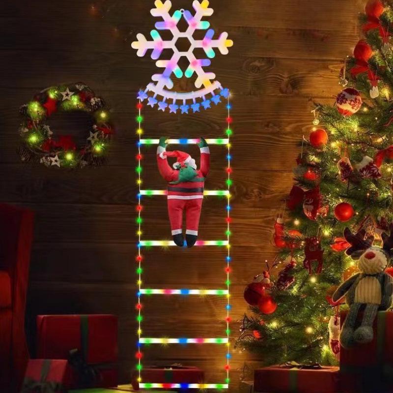 Cross-border Christmas Santa Climbing Ladder Lights for Tree & Window Decoration