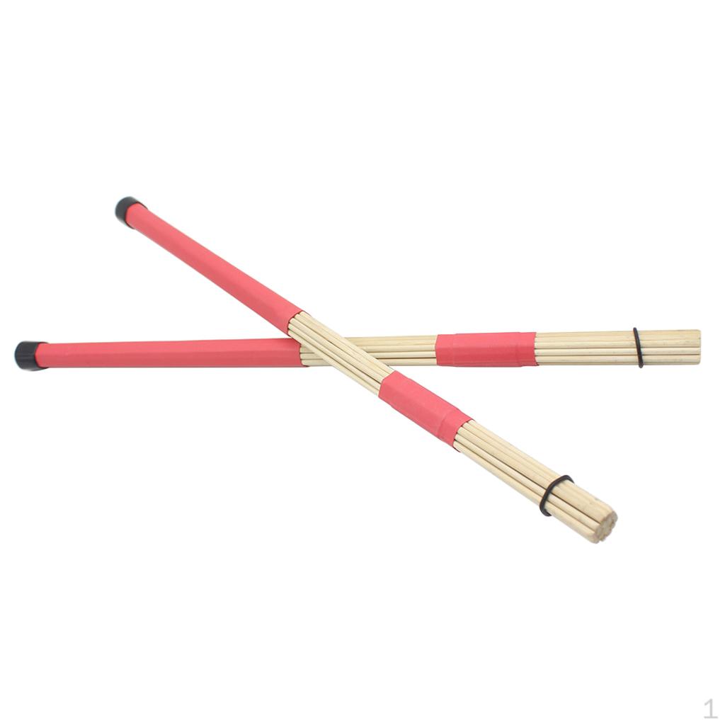 Portable 1 Pair of Drum Brushes Sticks Bamboo Rods for Percussion Instruments Parts 40cm