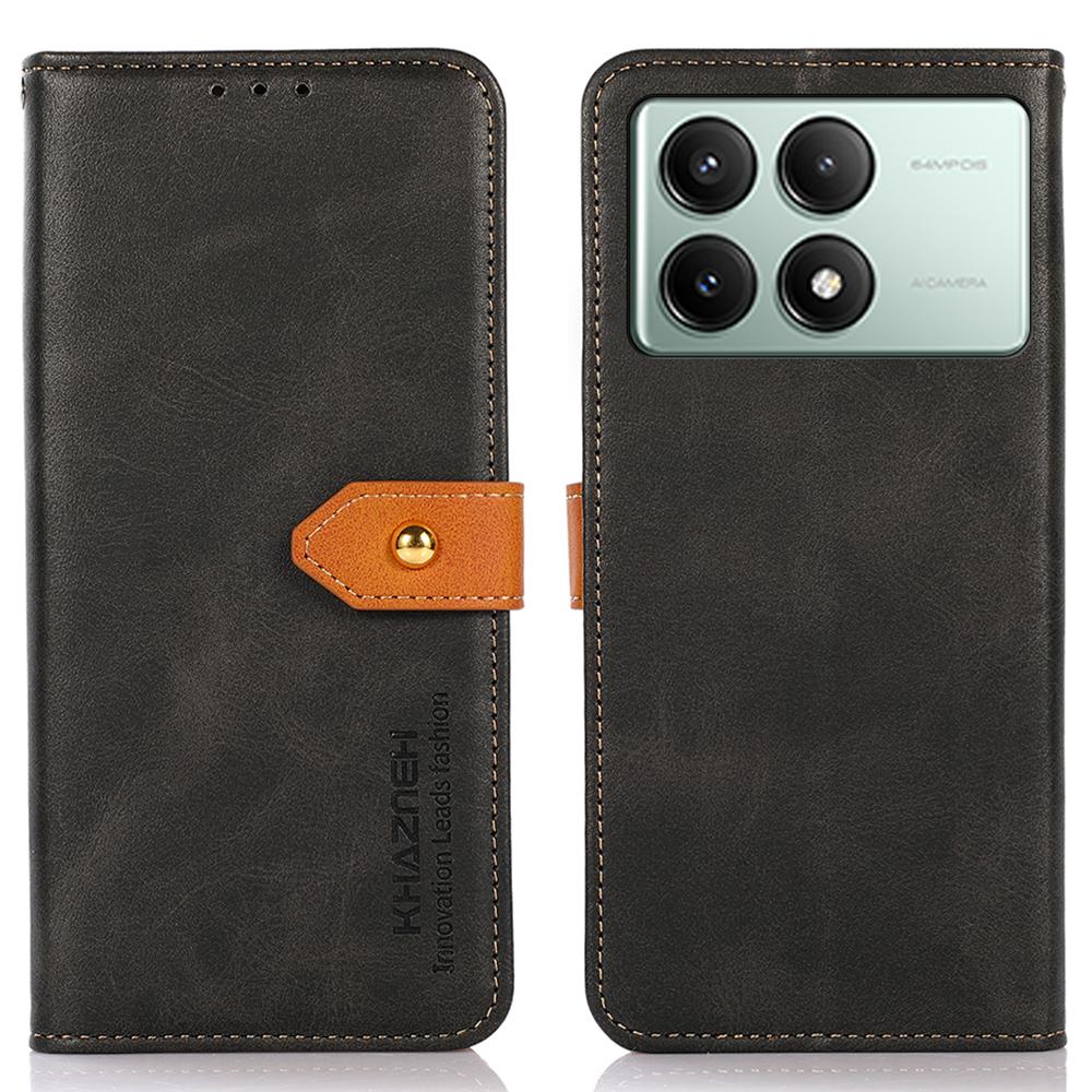 

KHAZNEH For Xiaomi Redmi K70E 5G/Poco X6 Pro 5G Case Golden Magnetic Buckle Wallet Phone Protector A