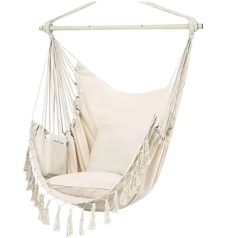 3-Section Folding Iron Pipe Hammock Swing Chair with Anti-Rollover Design