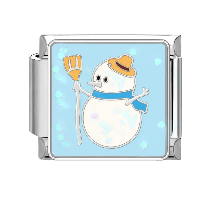 Lovely Santa Claus Snowman Christmas Tree Gloves Italian Charm Links Fit 9MM Stainless Steel Bracelet Women Men DIY Making Gifts