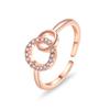 Minimalist Fashion Double Interlocking Rings Linked Index Finger Ring For Women Stylish Simple Band Jewelry