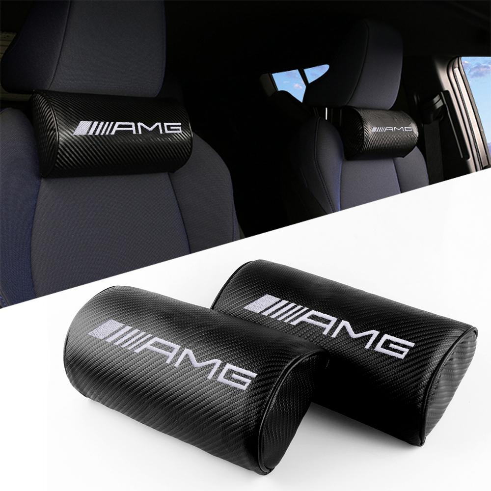 1/2PCS Car Neck Pillows Pu Leather Headrest Head Rest Support Cushions For Mercedes Benz AMG W124 W176 W212 X253 C260 W203 W168