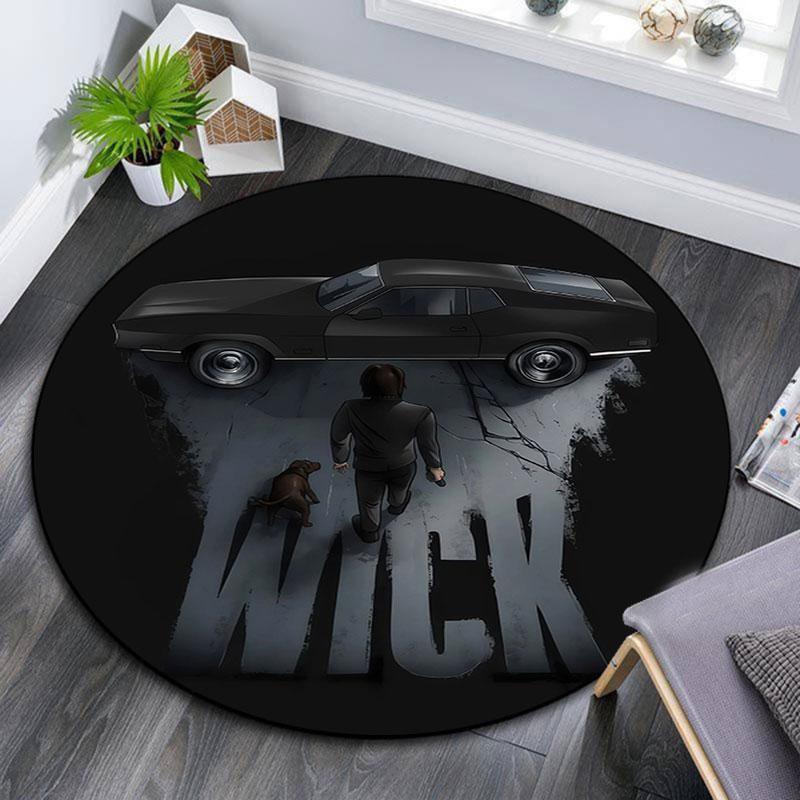 John Wick Pattern Round rug,Carpet Rug for Living Room Bedroom Playroom ,Non-slip Floor Mat,Holiday Gifts and Birthday Gifts.