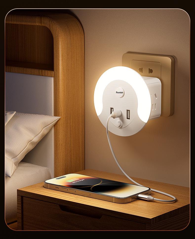 Multifunktionaler USB Smart Voice Cube: Kabelloses Nachtlicht & Steckdosenleiste für Zuhause oder Büro