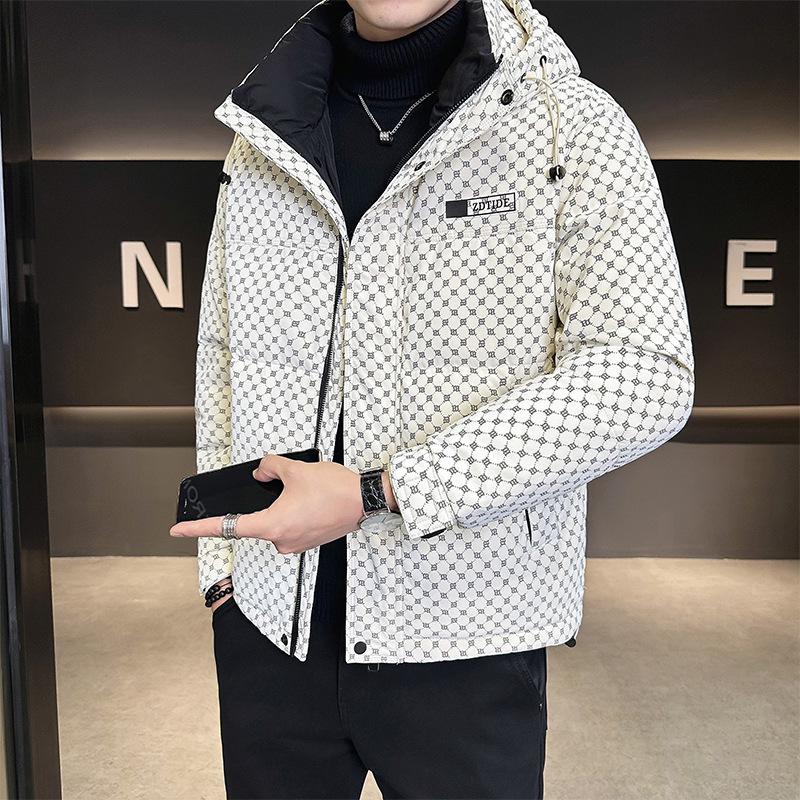 Мужская модная брендовая высококачественная кожаная пуховая куртка с капюшоном Зима 2025 2XL белый