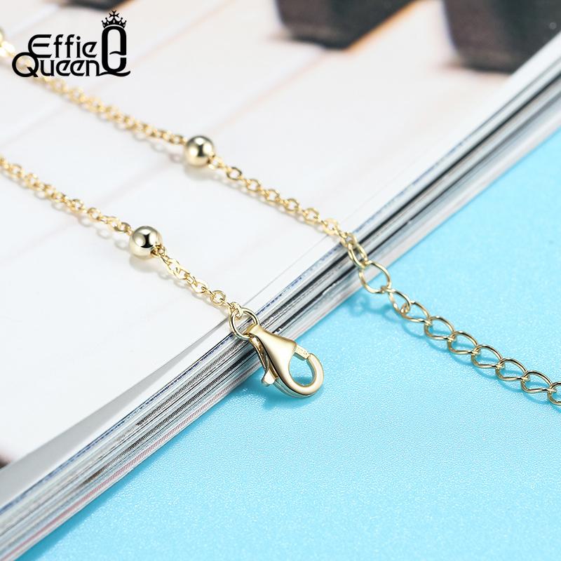 Effie Queen Trendy 925 Sterling Silver Anklet Satellite Link Chain Anklet Bracelet Summer Jewelry Wear Daily Foot Barefoot SA05