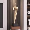 Italian Minimalist Figure Sculpture Large Ornament Luxury Electroplated Vertical Entrance Sculpture TV Cabinet Home Decoration