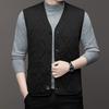 Men Fall Winter Vest Single-breasted Sleeveless Padded Solid Color Cardigan Solid Color Plus Size Warm Thick Cardigan Mid Length Waistcoat Men Coat