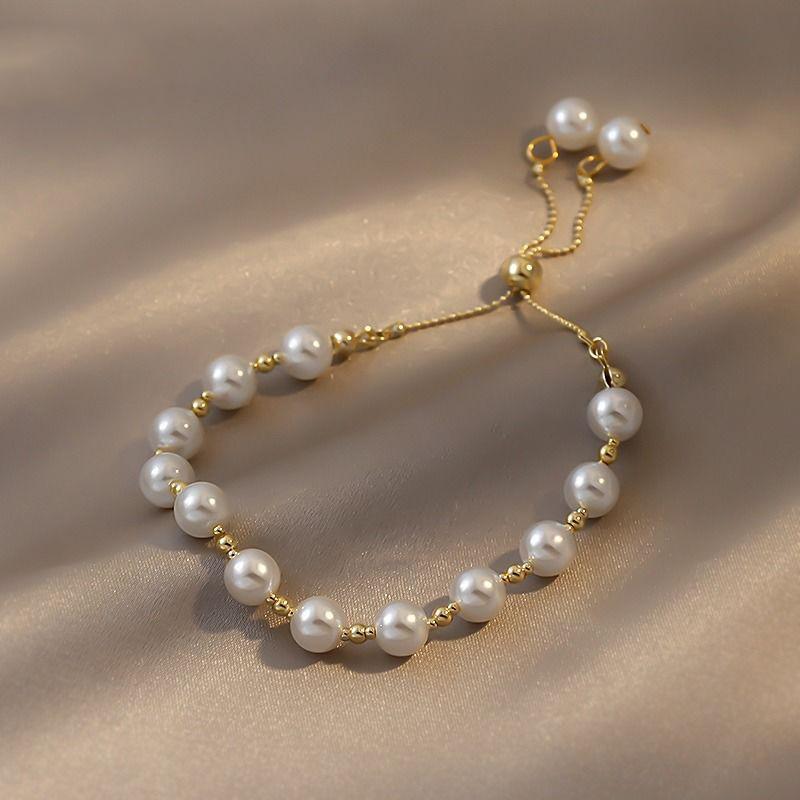 Korean White Opal Stone Pearl Bracelets for Women Luxury Exquisite Crystal Adjustable Cuff Bracelet Wedding Zircon Party Gift