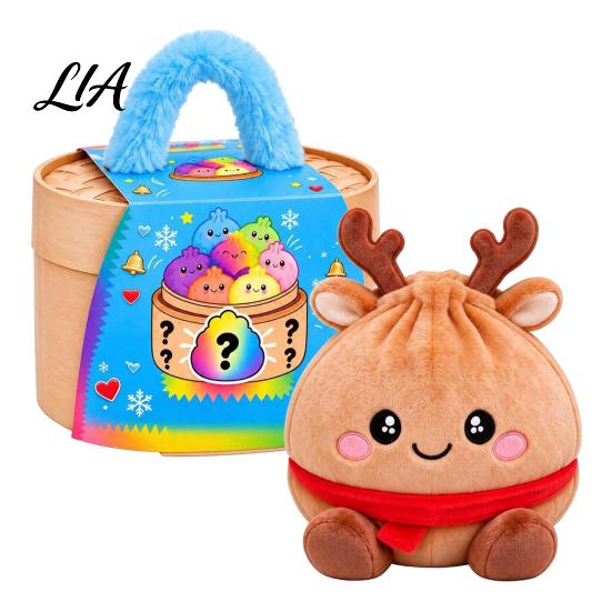 Plush Dumpling with Legs Stress Relief Toy Steamer, Stuffed Smiling Reducing Desk Accessories Squeeze Toy, Cartoon Plushie for Kids Adults Desktop