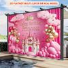 Sfondo Principessa Castello 2D Rosa e Oro per Festa di Compleanno Bambine Piccole