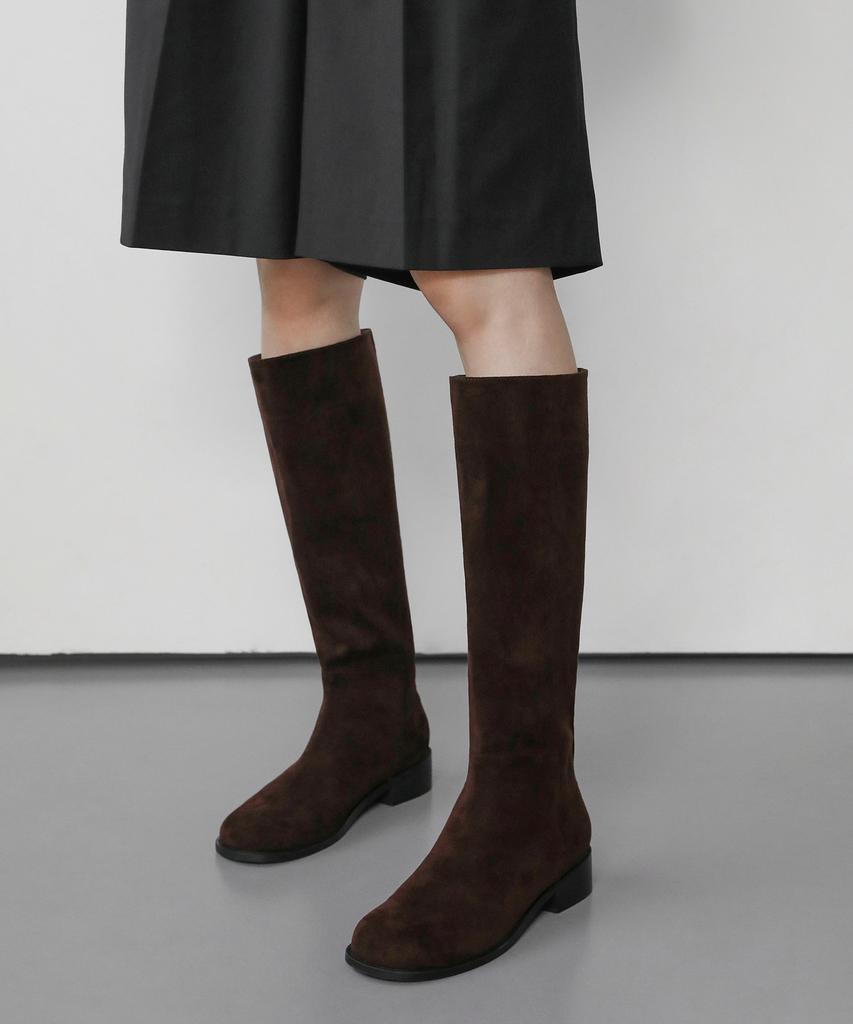 Sappun Jade Round Suede Long Boots (3.5Cm)