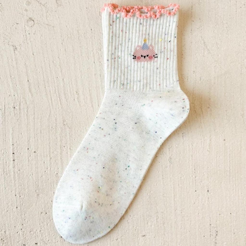 Spring & Summer Women's Cartoon Anime Mesh Socks - Breathable, Seamless, Ruffled Dot Gauze, Japanese Style Student Socks