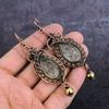 Natural Crack Crystal Gemstone Copper Wire Wrap Jewelry Earring 3.62" R8N71