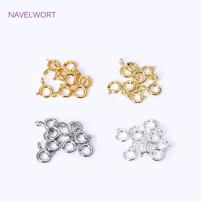 Brass 5/5.5/6/7mm 18K Gold Plated Round Claw Spring Clasp For Bracelet,Clasp For Jewelry Making,DIY Jewelry  Material Wholesale