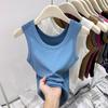 White Cover Double Breasts I-shaped Vest Women's Outer Wear Elastic Thread Inner Top Spring and Summer Basic Sleeveless Suspenders