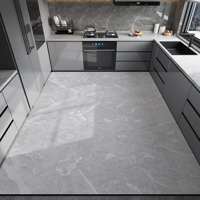 Kitchen Floor Mat Waterproof Non-slip Oil-resistant Leather Carpet PVC Large Size Imitation Marble Geometric Rug Home Decora Mat
