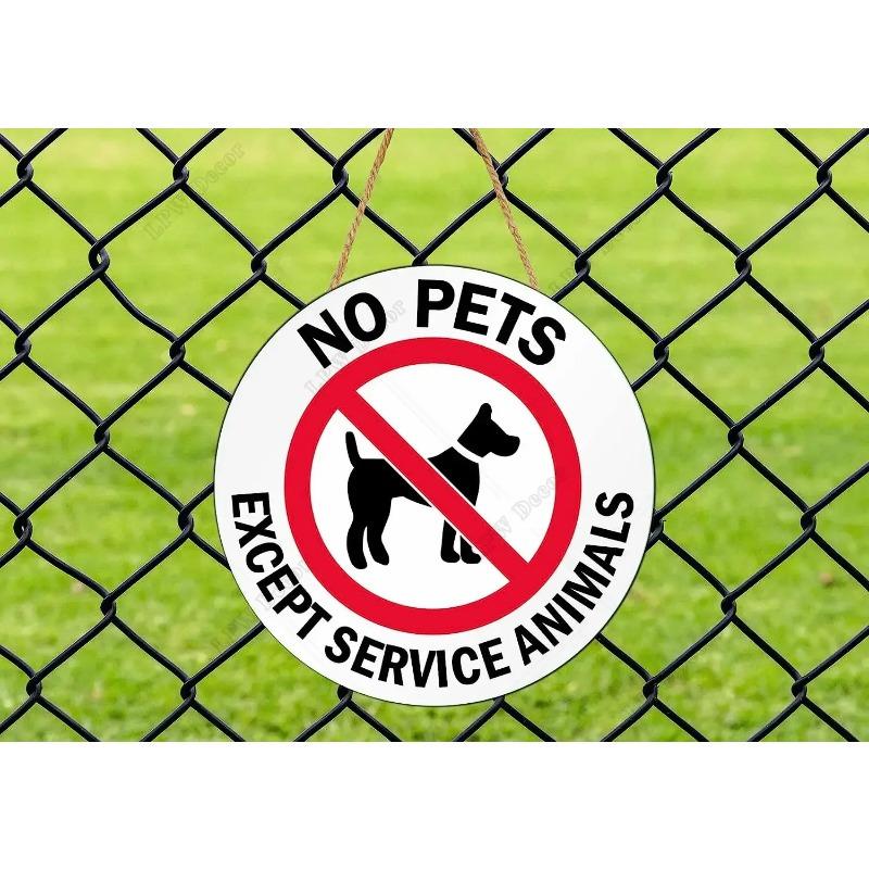 Madeira Sem Animais de Estimação Exceto Animal de Serviço Decoração de Parede Pendente Placa de Porta Redonda de Madeira para Negócios Fachada de Loja Restaurante Loja para Porta, Parede, Casa, Quarto