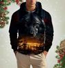 Men's Hooded Fashion Animal Wolf 3D Print Hoodies Top New Autumn Fashion Casual Long Sleeved Pullover Oversized Sweatshirts