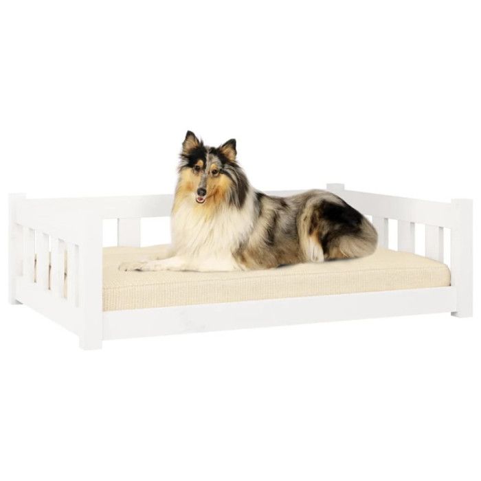 VidaXL Dog Bed White 95.5x65.5x28 Cm Solid Pine Wood 833256