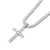 Mens Cross Pendant Necklace 4mm Full Diamond Tennis Chain Stylish Hip Hop Jewelry Gift for Him