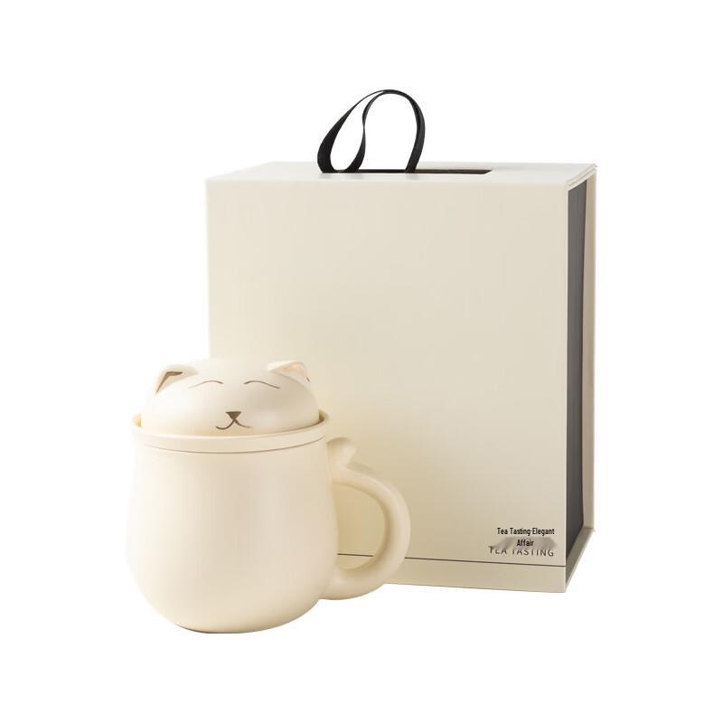 OLOEY Lucky Cat Ceramic Tea Infuser Cup